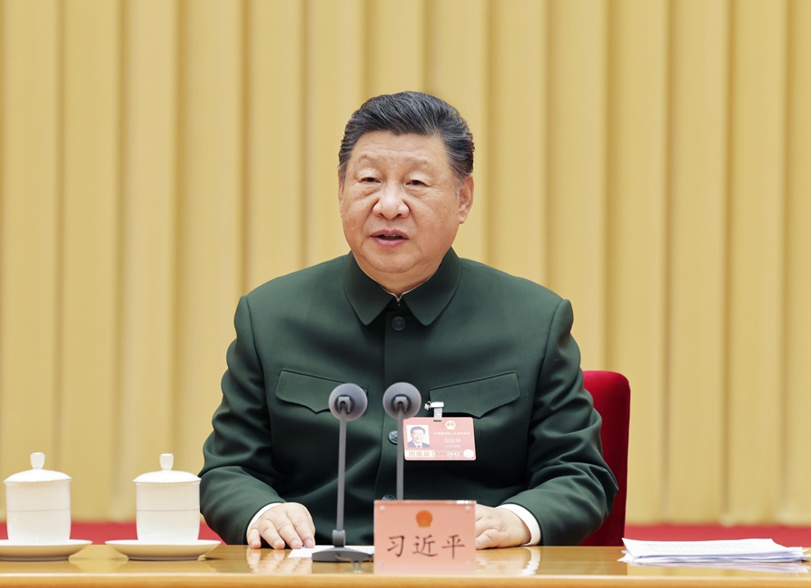 习近平在出席解放军和武警部队代表团全体会议时强调 充分发挥政治建军特有优势 凝心聚力推动国防和军队现代化行稳致远